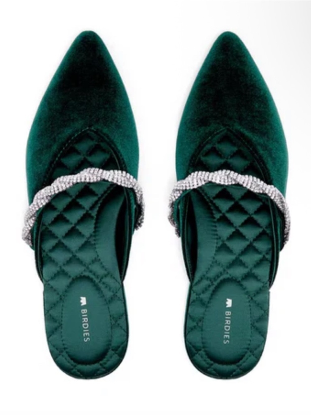 Birdies Swan Velvet & Crystal Mule Slides 8.5